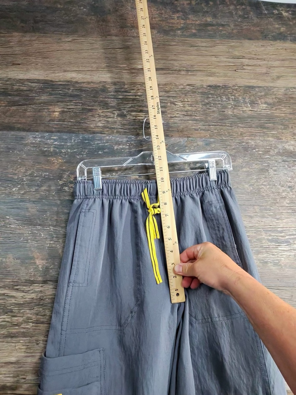 WonderWink Gray Cargo Scrub Pants with Yellow Drawstring - Picture 7 of 12